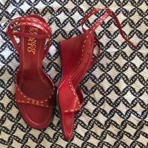 Red Franco Sarto wedges